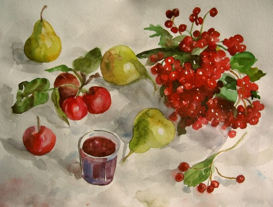 Чарка_вишневоi_наливки,_акварел_